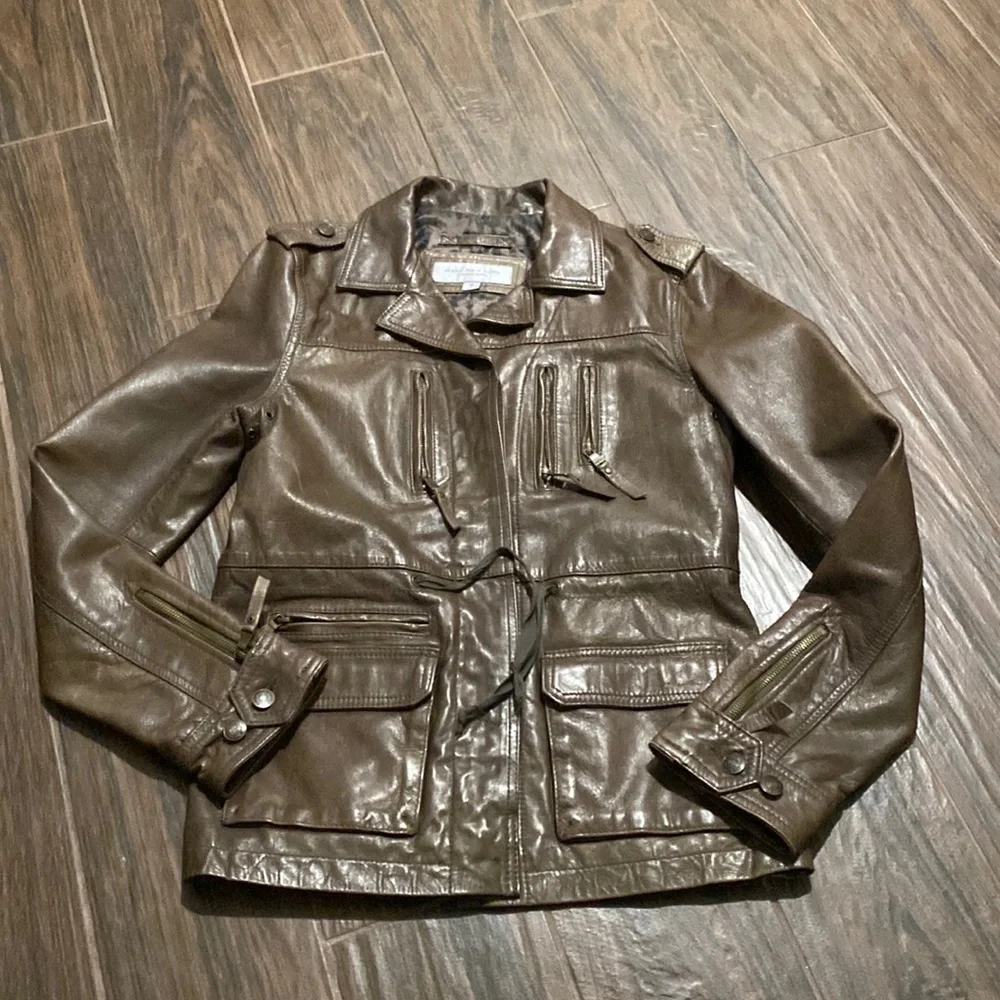 Marc New York by Andrew Marc leather green jacket